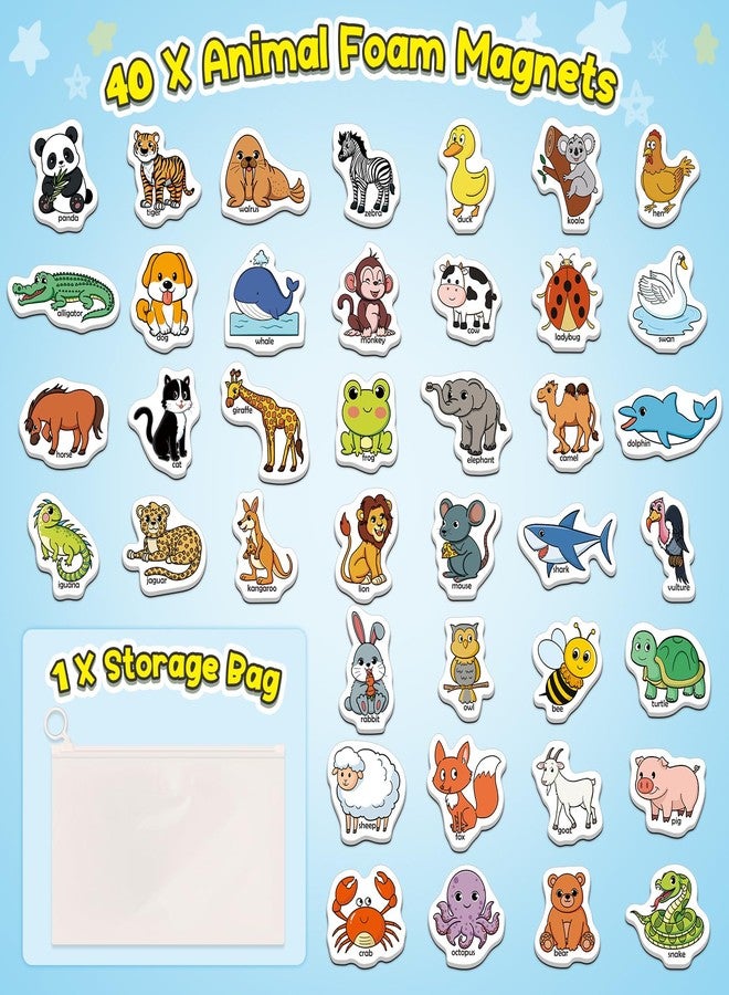Broytain 40 Animal Fridge Magnets for Toddlers,Animal Foam Refrigerator Magnets Toys for Kids Whiteboard,Learning Games,Educational Toys,Preschool Kindergarten Learning Activities Homeschool - Image 3